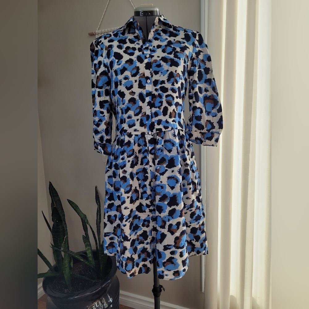 H&M animal print button up dress size 6